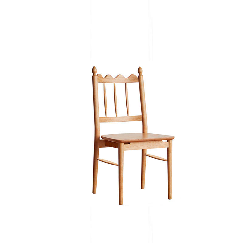 Traditional Vintage Cherry Wood Waveform Dining Chair Backrest Armless For Dining Room