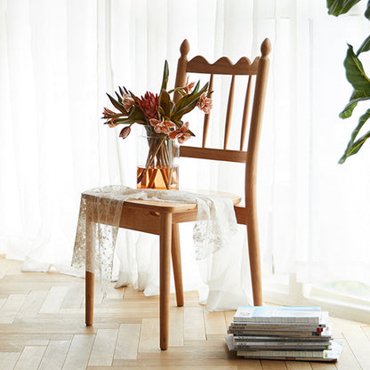 Traditional Vintage Cherry Wood Waveform Dining Chair Backrest Armless For Dining Room