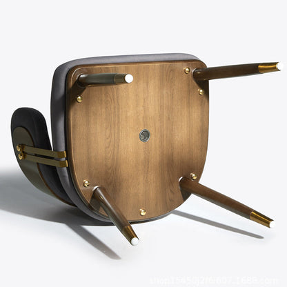 Contemporary Scandinavian Flannel Ash Wood Stainless Steel Sponge Elliptical Wrapped Dining Chair Backrest For Dining Room