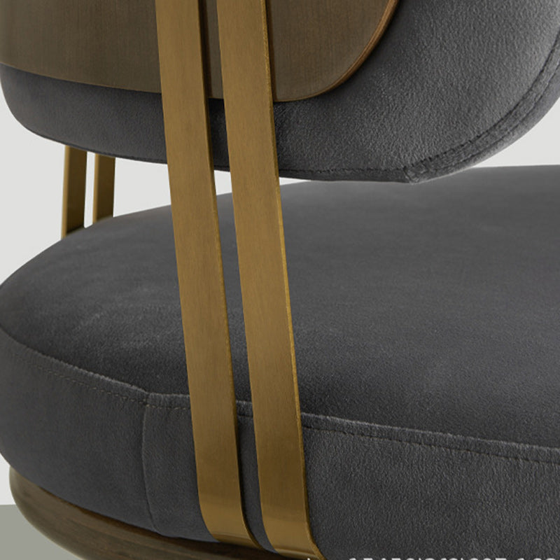 Contemporary Scandinavian Flannel Ash Wood Stainless Steel Sponge Elliptical Wrapped Dining Chair Backrest For Dining Room