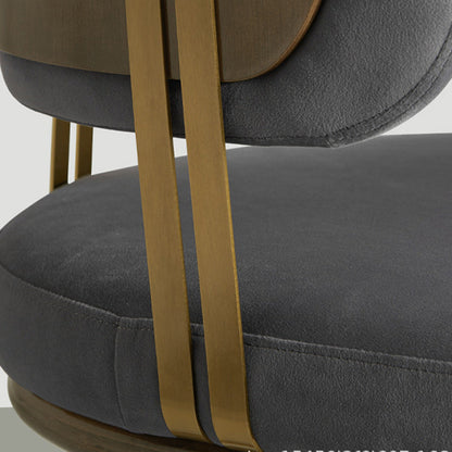 Contemporary Scandinavian Flannel Ash Wood Stainless Steel Sponge Elliptical Wrapped Dining Chair Backrest For Dining Room