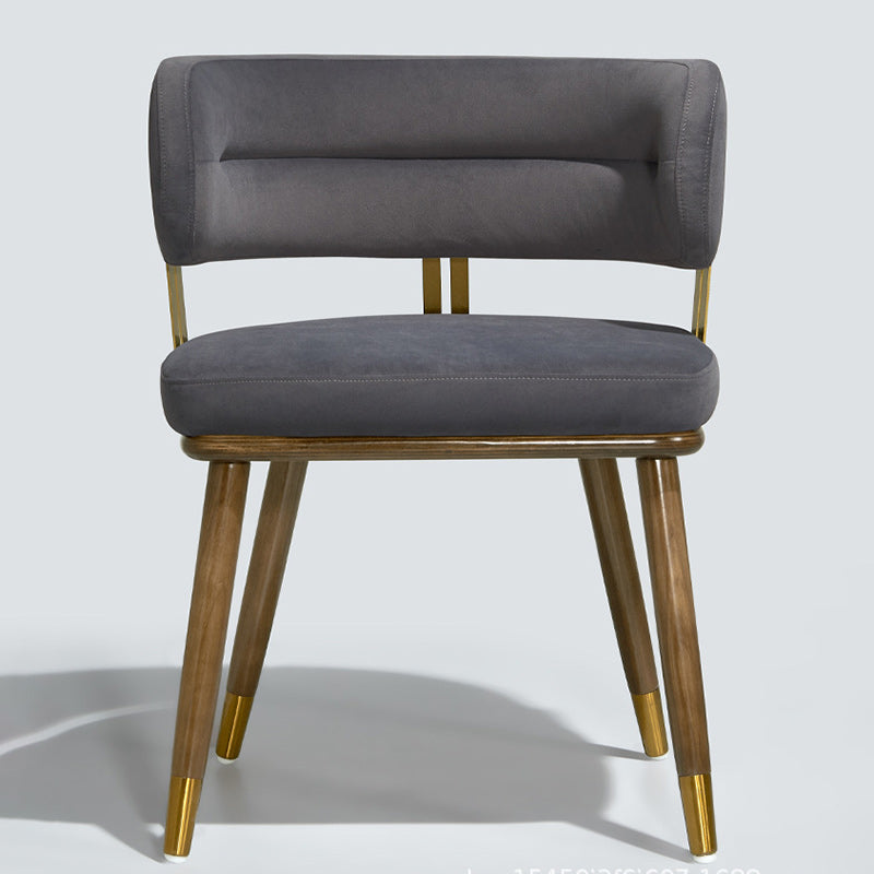 Contemporary Scandinavian Flannel Ash Wood Stainless Steel Sponge Elliptical Wrapped Dining Chair Backrest For Dining Room