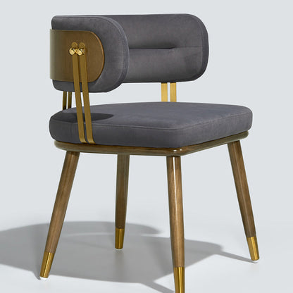 Contemporary Scandinavian Flannel Ash Wood Stainless Steel Sponge Elliptical Wrapped Dining Chair Backrest For Dining Room