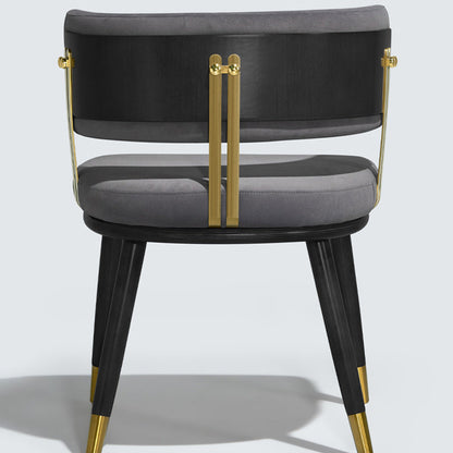 Contemporary Scandinavian Flannel Ash Wood Stainless Steel Sponge Elliptical Wrapped Dining Chair Backrest For Dining Room