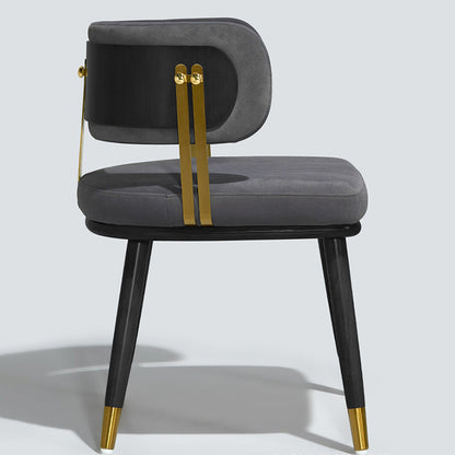 Contemporary Scandinavian Flannel Ash Wood Stainless Steel Sponge Elliptical Wrapped Dining Chair Backrest For Dining Room