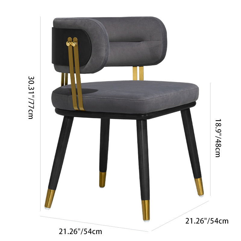 Contemporary Scandinavian Flannel Ash Wood Stainless Steel Sponge Elliptical Wrapped Dining Chair Backrest For Dining Room