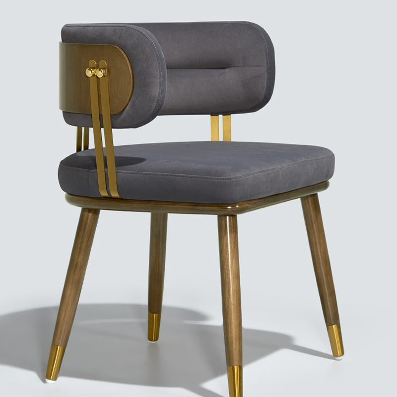 Contemporary Scandinavian Flannel Ash Wood Stainless Steel Sponge Elliptical Wrapped Dining Chair Backrest For Dining Room