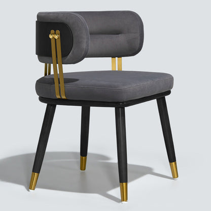 Contemporary Scandinavian Flannel Ash Wood Stainless Steel Sponge Elliptical Wrapped Dining Chair Backrest For Dining Room