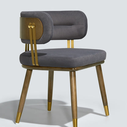 Contemporary Scandinavian Flannel Ash Wood Stainless Steel Sponge Elliptical Wrapped Dining Chair Backrest For Dining Room