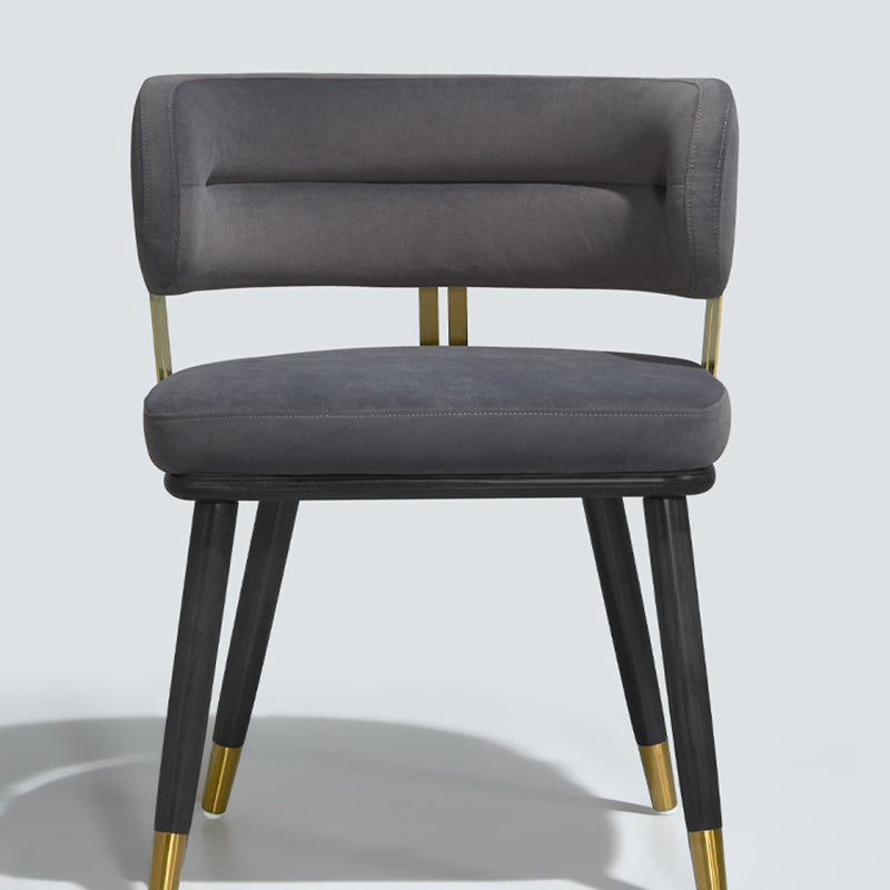 Contemporary Scandinavian Flannel Ash Wood Stainless Steel Sponge Elliptical Wrapped Dining Chair Backrest For Dining Room