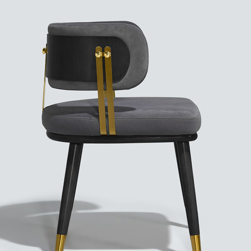 Contemporary Scandinavian Flannel Ash Wood Stainless Steel Sponge Elliptical Wrapped Dining Chair Backrest For Dining Room