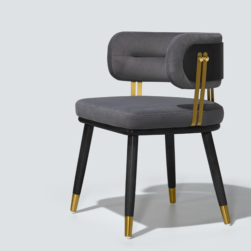 Contemporary Scandinavian Flannel Ash Wood Stainless Steel Sponge Elliptical Wrapped Dining Chair Backrest For Dining Room