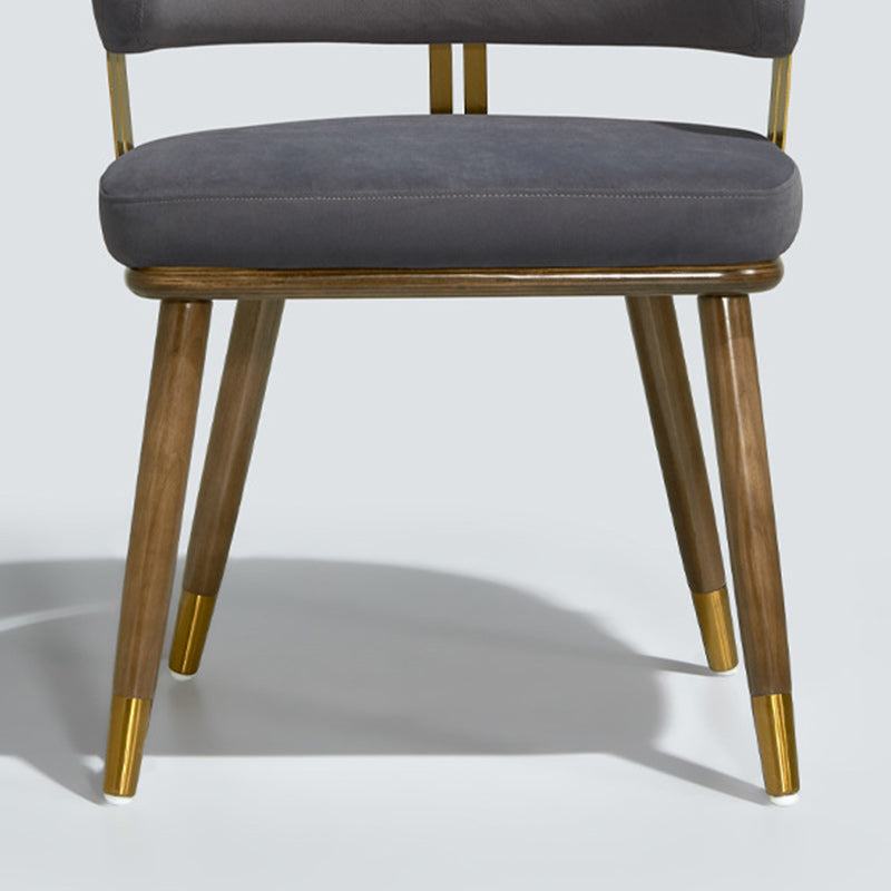 Contemporary Scandinavian Flannel Ash Wood Stainless Steel Sponge Elliptical Wrapped Dining Chair Backrest For Dining Room