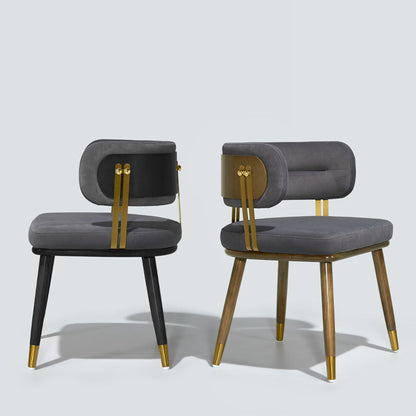 Contemporary Scandinavian Flannel Ash Wood Stainless Steel Sponge Elliptical Wrapped Dining Chair Backrest For Dining Room