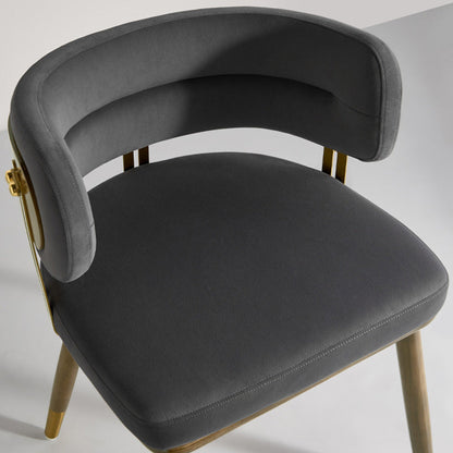 Contemporary Scandinavian Flannel Ash Wood Stainless Steel Sponge Elliptical Wrapped Dining Chair Backrest For Dining Room