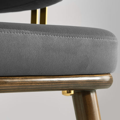 Contemporary Scandinavian Flannel Ash Wood Stainless Steel Sponge Elliptical Wrapped Dining Chair Backrest For Dining Room