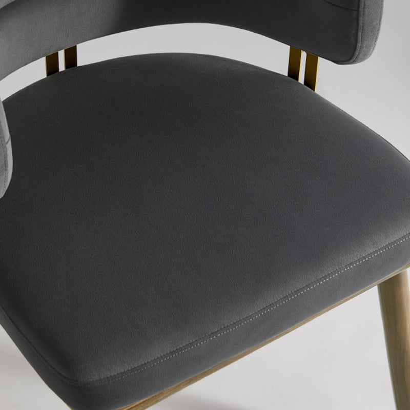 Contemporary Scandinavian Flannel Ash Wood Stainless Steel Sponge Elliptical Wrapped Dining Chair Backrest For Dining Room