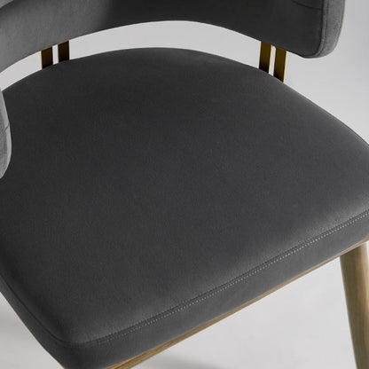 Contemporary Scandinavian Flannel Ash Wood Stainless Steel Sponge Elliptical Wrapped Dining Chair Backrest For Dining Room