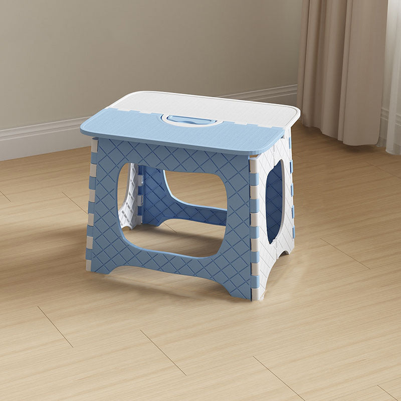 Contemporary Nordic Kids Foldable Portable Polypropylene Rectangular Diamond Check Pattern Low Stool Backless For Living Room