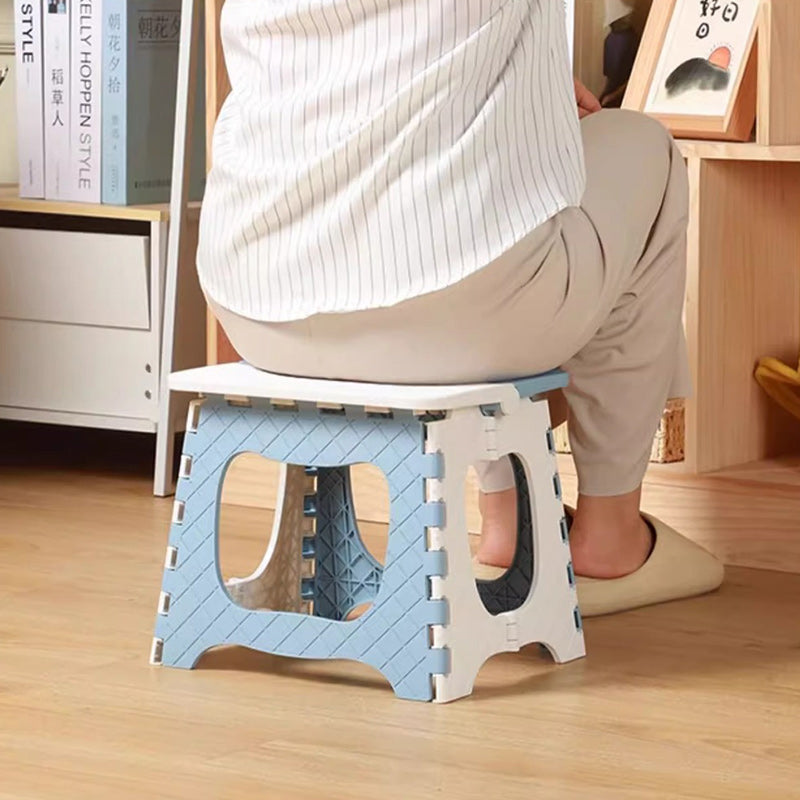 Contemporary Nordic Kids Foldable Portable Polypropylene Rectangular Diamond Check Pattern Low Stool Backless For Living Room