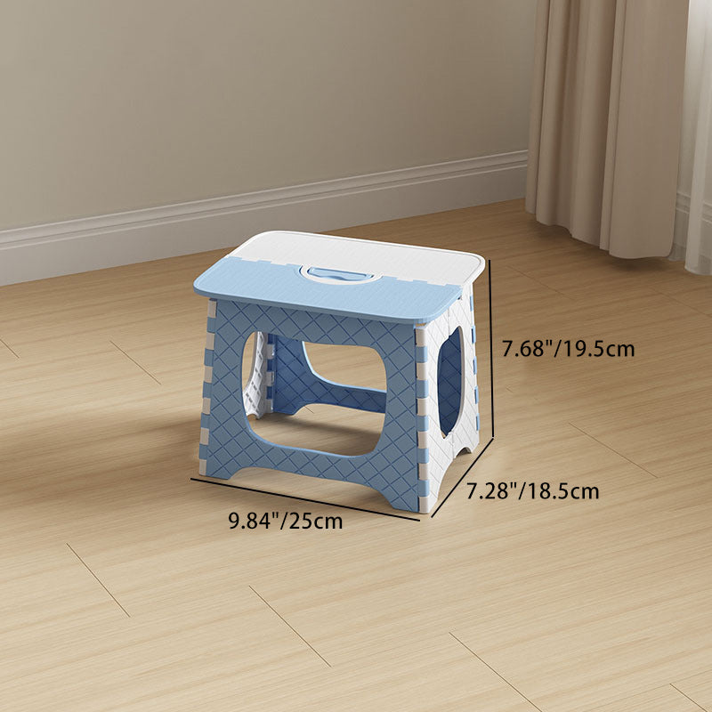 Contemporary Nordic Kids Foldable Portable Polypropylene Rectangular Diamond Check Pattern Low Stool Backless For Living Room