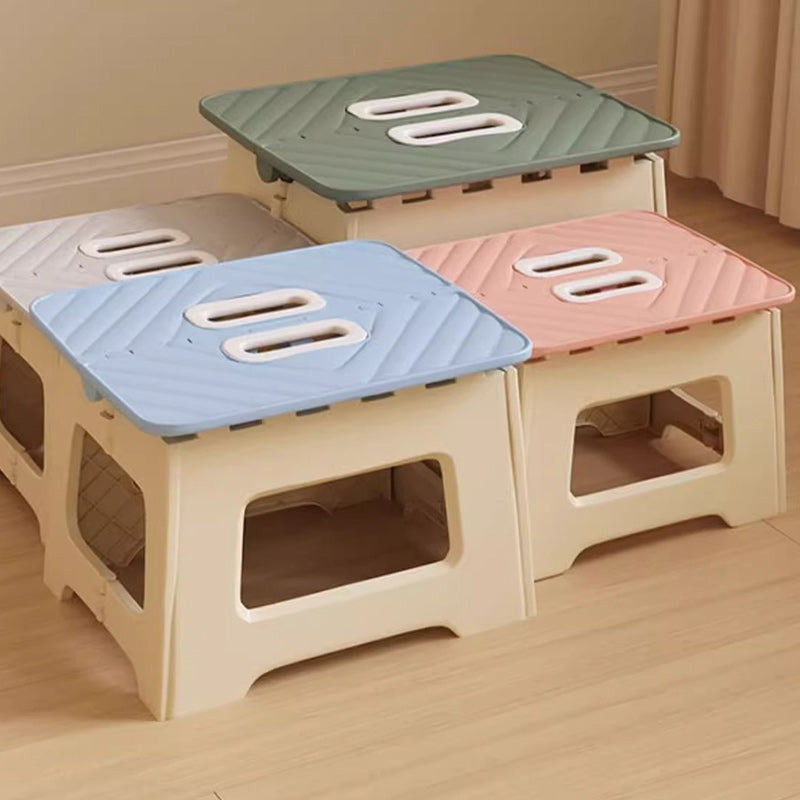 Contemporary Nordic Kids Foldable Portable Polypropylene Rectangular Diamond Check Pattern Low Stool Backless For Living Room