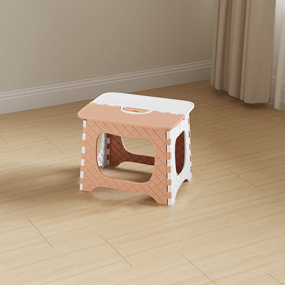 Contemporary Nordic Kids Foldable Portable Polypropylene Rectangular Diamond Check Pattern Low Stool Backless For Living Room