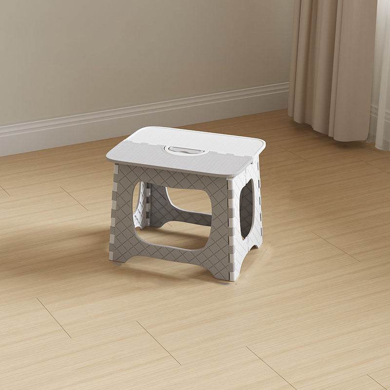 Contemporary Nordic Kids Foldable Portable Polypropylene Rectangular Diamond Check Pattern Low Stool Backless For Living Room