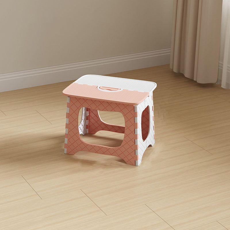 Contemporary Nordic Kids Foldable Portable Polypropylene Rectangular Diamond Check Pattern Low Stool Backless For Living Room