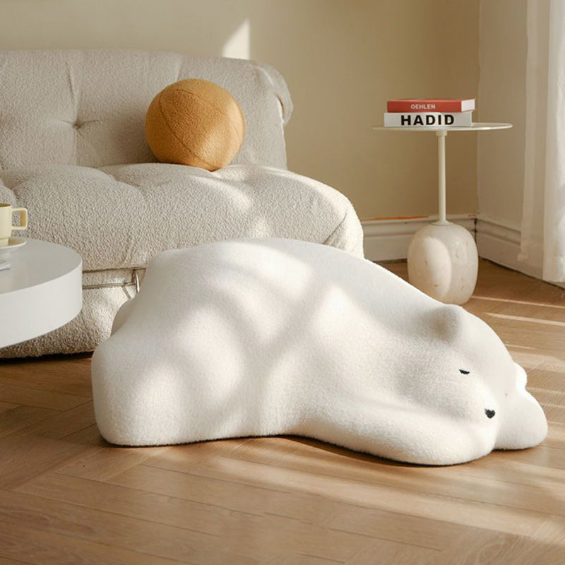 Contemporary Creative Kids Lying Polar Bear Velvet Wood Cotton Lazy Sofa Backrest For Bedroom