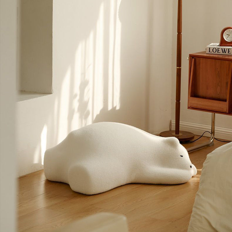 Contemporary Creative Kids Lying Polar Bear Velvet Wood Cotton Lazy Sofa Backrest For Bedroom