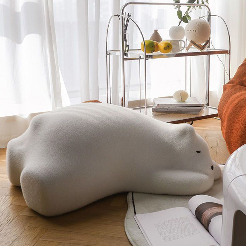 Contemporary Creative Kids Lying Polar Bear Velvet Wood Cotton Lazy Sofa Backrest For Bedroom