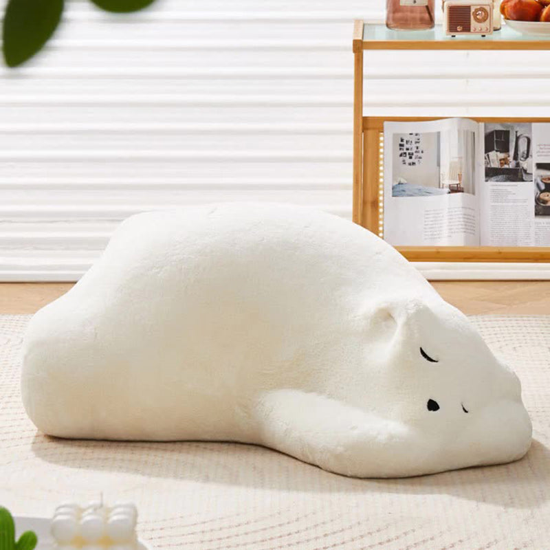 Contemporary Creative Kids Lying Polar Bear Velvet Wood Cotton Lazy Sofa Backrest For Bedroom