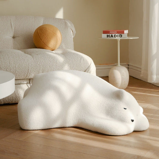 Contemporary Creative Kids Lying Polar Bear Velvet Wood Cotton Lazy Sofa Backrest For Bedroom