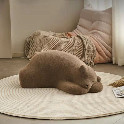 Contemporary Creative Kids Lying Polar Bear Velvet Wood Cotton Lazy Sofa Backrest For Bedroom