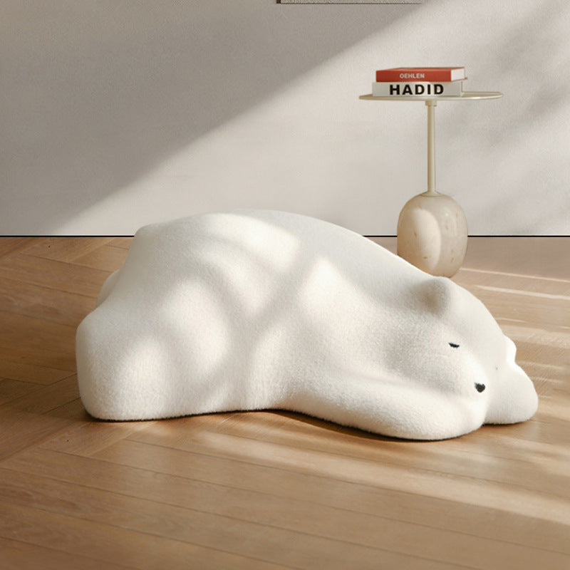 Contemporary Creative Kids Lying Polar Bear Velvet Wood Cotton Lazy Sofa Backrest For Bedroom
