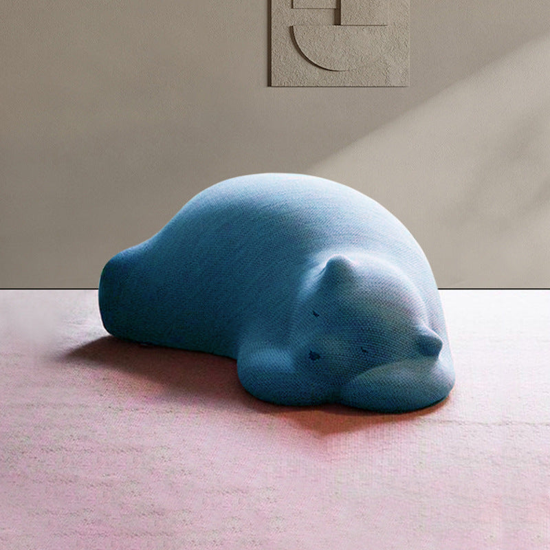 Contemporary Creative Kids Lying Polar Bear Velvet Wood Cotton Lazy Sofa Backrest For Bedroom