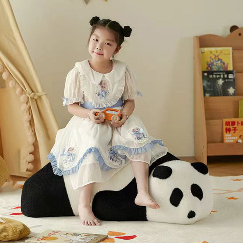 Contemporary Nordic Kids Lying Panda Velvet Sponge Sofa Backrest For Bedroom