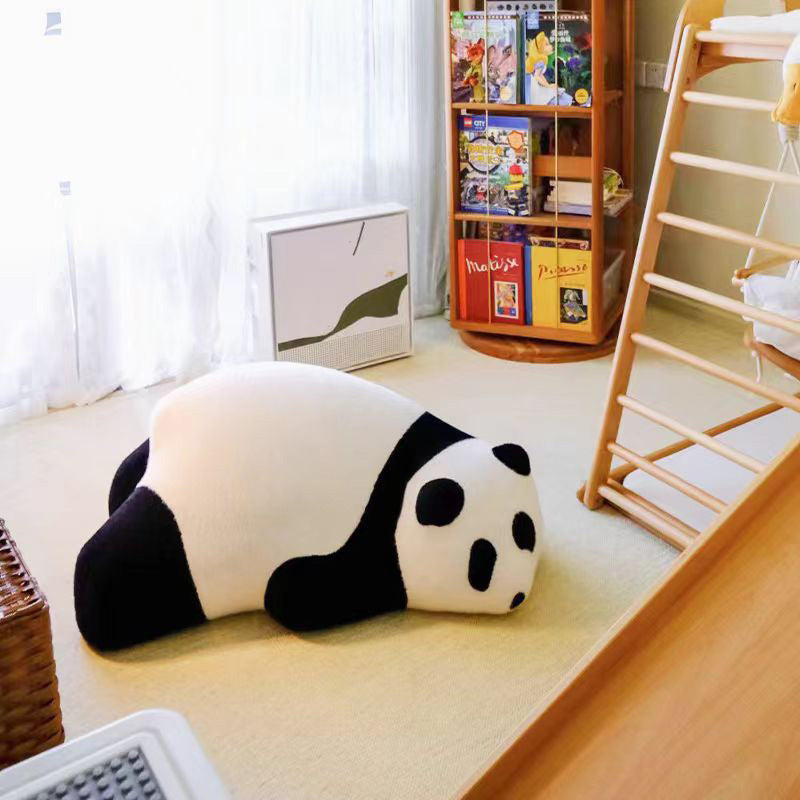 Contemporary Nordic Kids Lying Panda Velvet Sponge Sofa Backrest For Bedroom