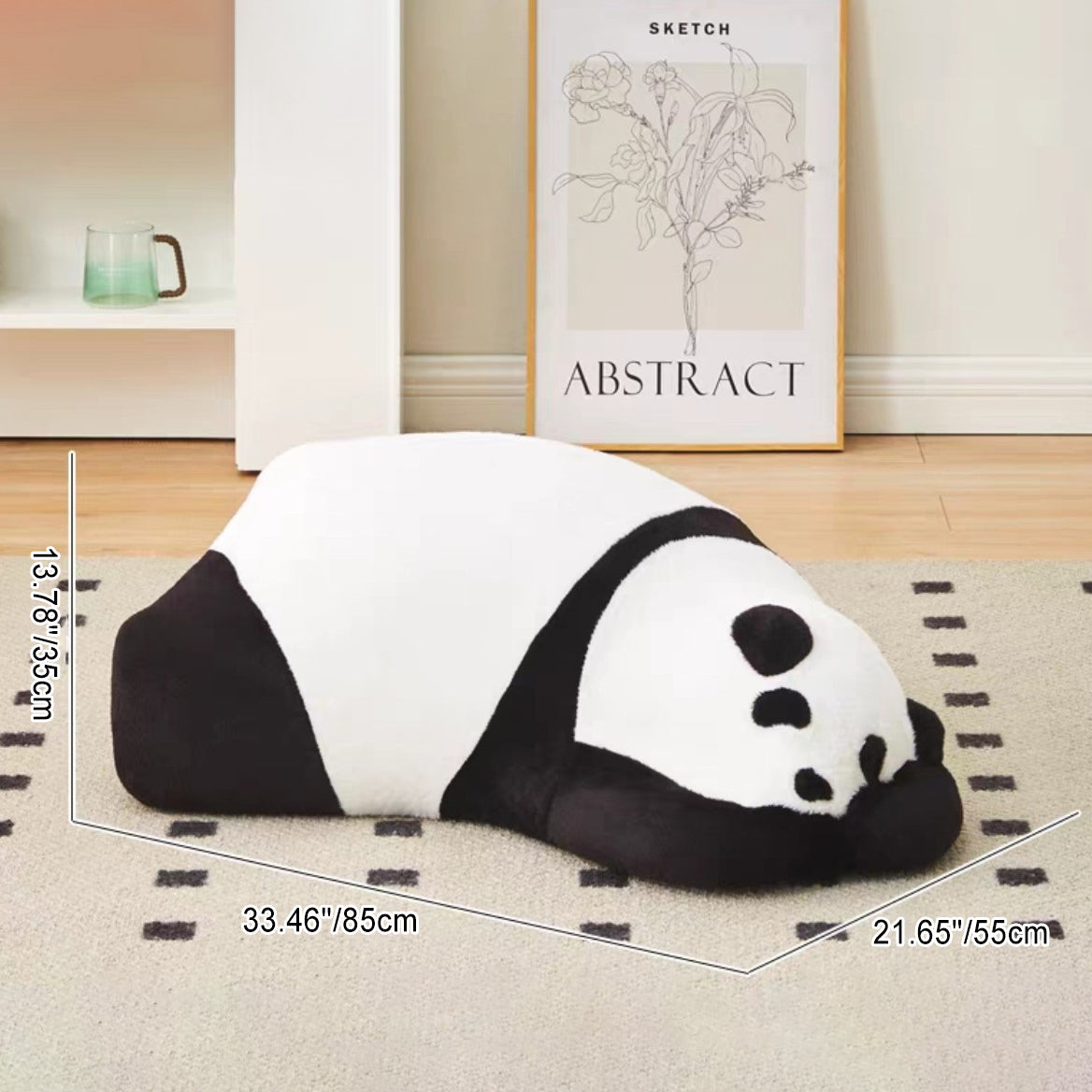 Contemporary Nordic Kids Lying Panda Velvet Sponge Sofa Backrest For Bedroom