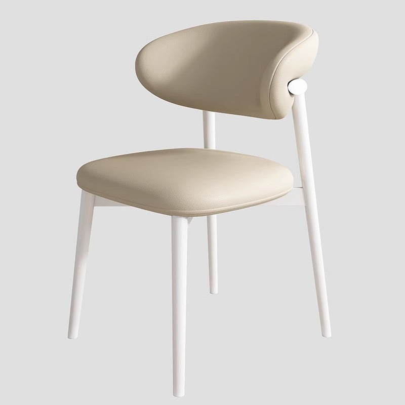 Contemporary Scandinavian Iron PU Leather Sponge Square Dining Chair Backrest Armless For Dining Room