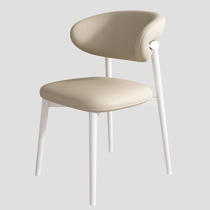 Contemporary Scandinavian Iron PU Leather Sponge Square Dining Chair Backrest Armless For Dining Room