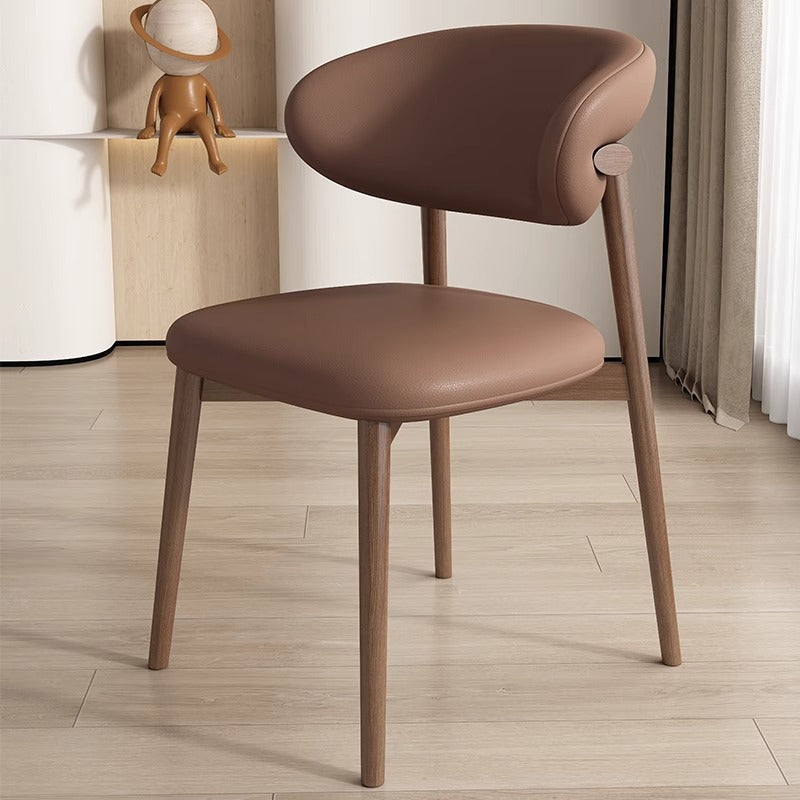 Contemporary Scandinavian Iron PU Leather Sponge Square Dining Chair Backrest Armless For Dining Room