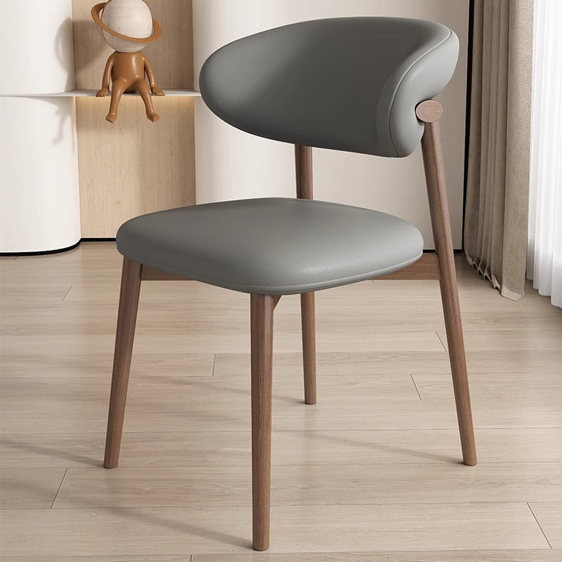 Contemporary Scandinavian Iron PU Leather Sponge Square Dining Chair Backrest Armless For Dining Room