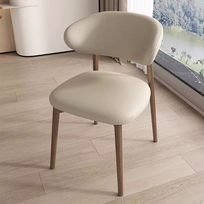 Contemporary Scandinavian Iron PU Leather Sponge Square Dining Chair Backrest Armless For Dining Room