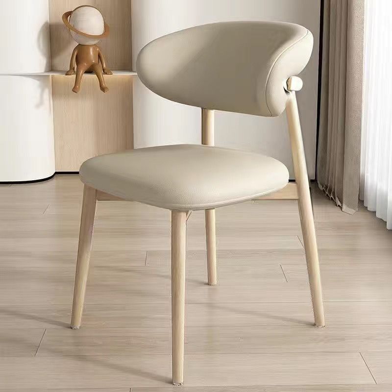 Contemporary Scandinavian Iron PU Leather Sponge Square Dining Chair Backrest Armless For Dining Room
