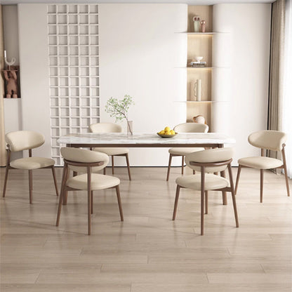 Contemporary Scandinavian Iron PU Leather Sponge Square Dining Chair Backrest Armless For Dining Room