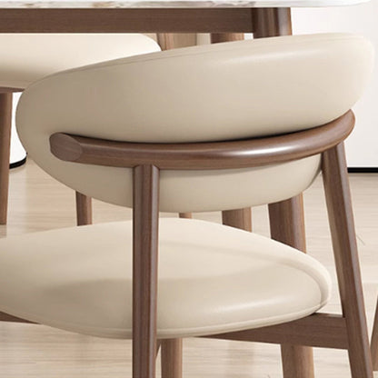 Contemporary Scandinavian Iron PU Leather Sponge Square Dining Chair Backrest Armless For Dining Room