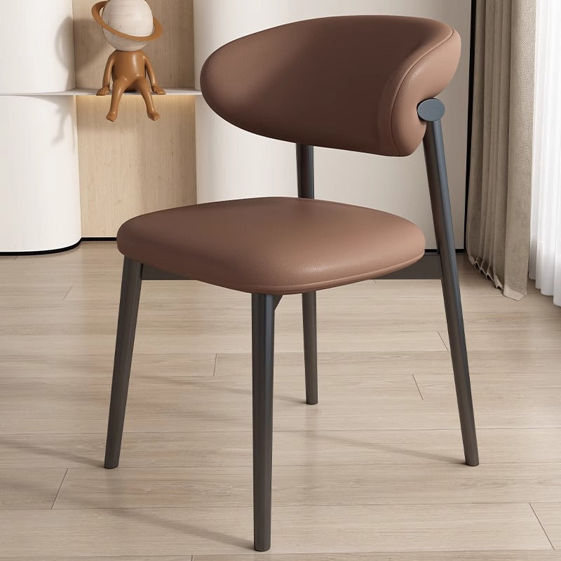 Contemporary Scandinavian Iron PU Leather Sponge Square Dining Chair Backrest Armless For Dining Room