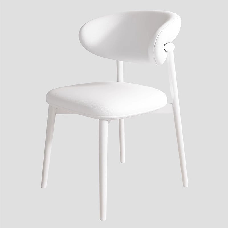 Contemporary Scandinavian Iron PU Leather Sponge Square Dining Chair Backrest Armless For Dining Room